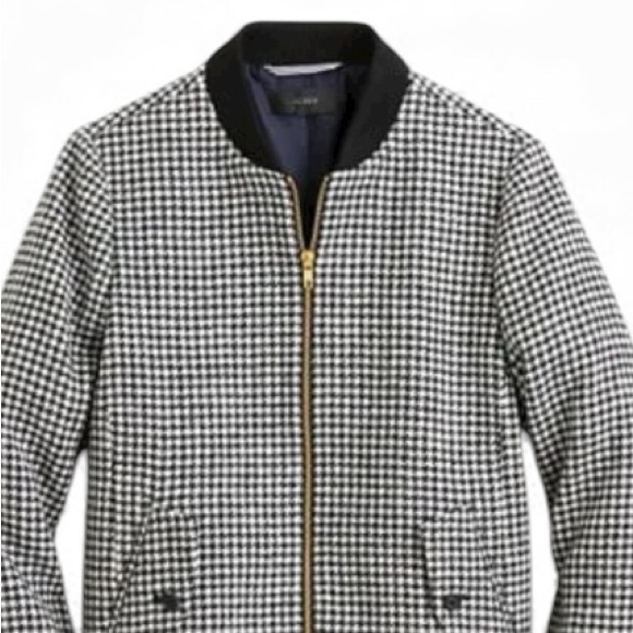 J. Crew English Wool Black and White Houndstooth Jacket Small - Picture 4 of 11